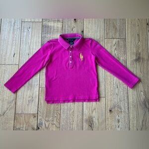 Ralph Lauren Pink Long Sleeve Big Pony Polo Shirt size 4T